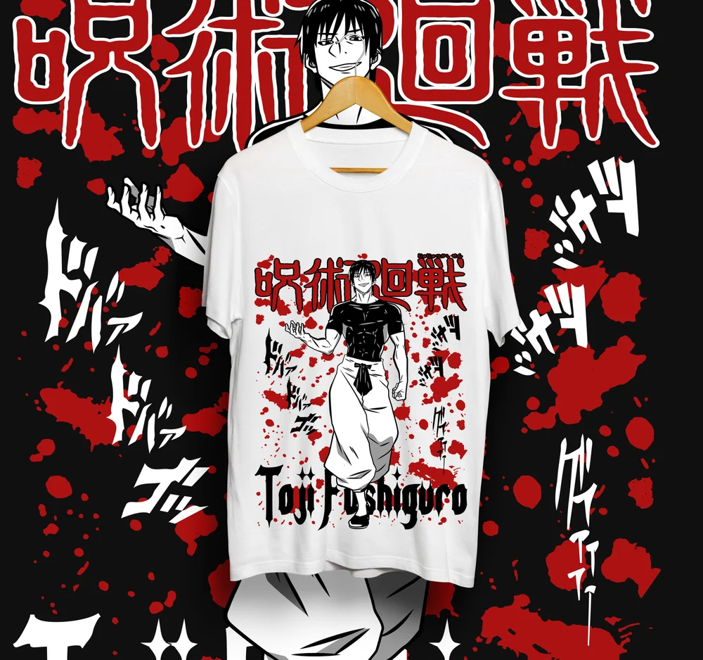 

Fushiguro Toji T-shirt Jujutsu Kaisen Anime Horror Manga Short Sleeve All Size