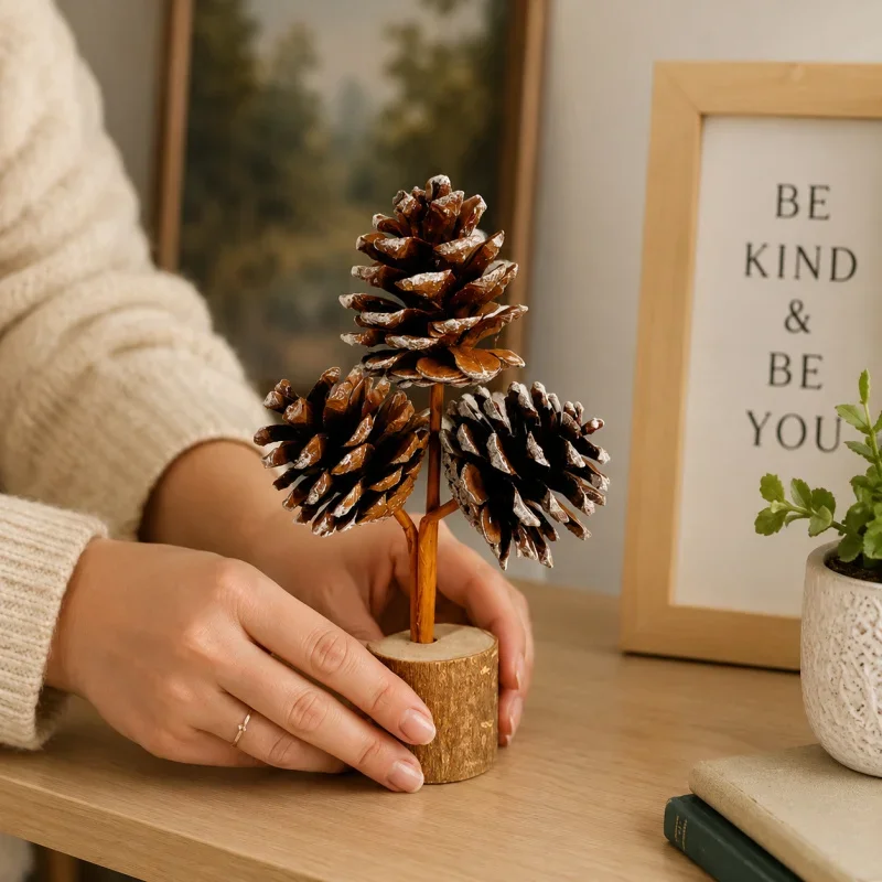Resin Pine Cone Figurine Wabi Sabi Style Home Table Decor Handmade DIY Crafts 10-12cm