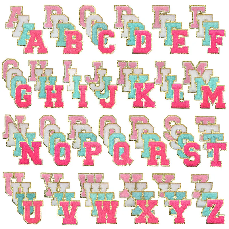 26pcs A-Z Letter Four colors Chenille Embroidery Patches，For DIY Fashion Patches Enthusiasts.