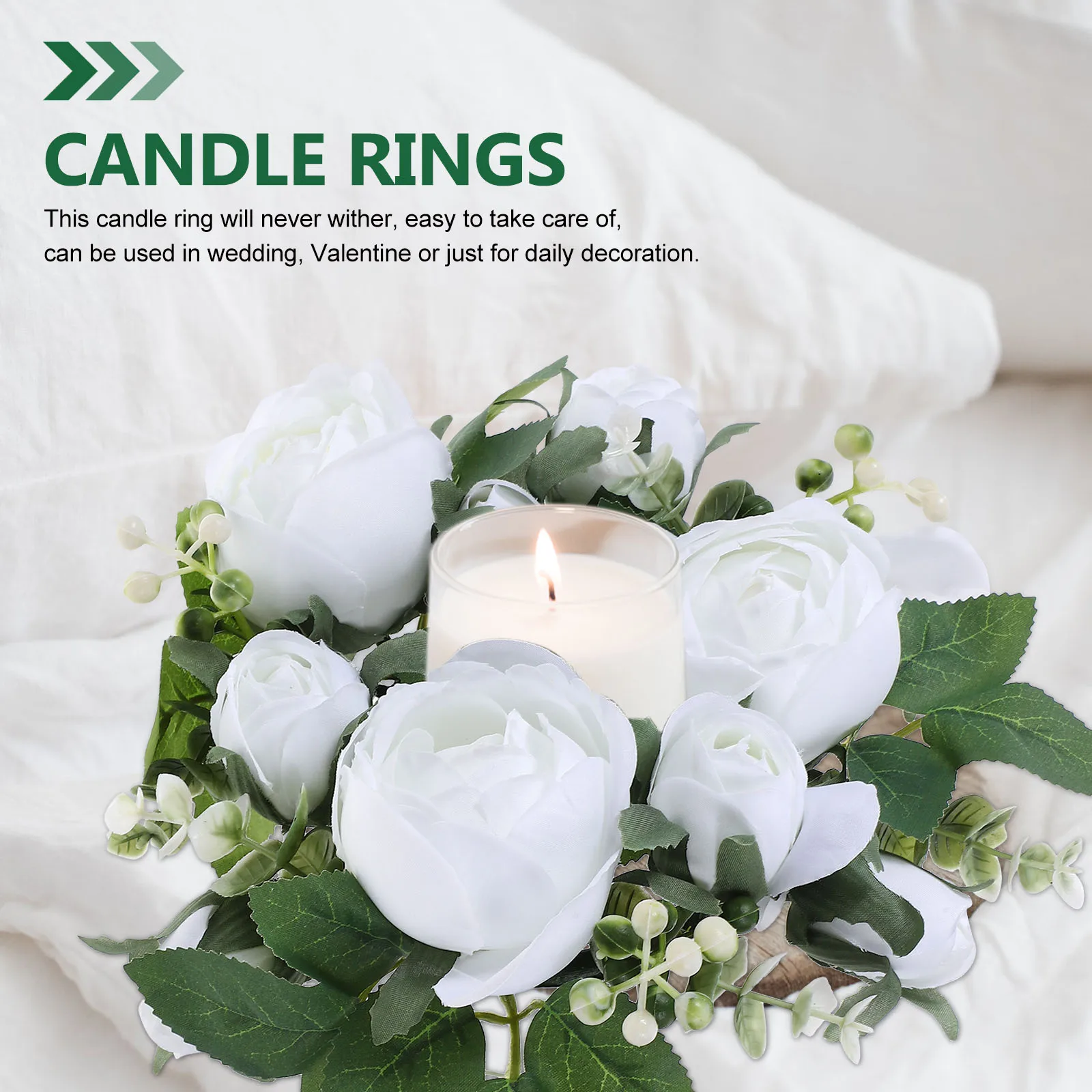 

Wreaths Simulated Rose Candlestick Table Decorations Wedding Plant Artificial Floral White Flowers