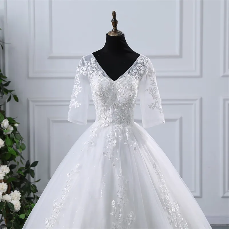 Ruiente Kurzarm Brautkleider elegante V-Ausschnitt Ballkleid süße Blume Vestido de Noiva Robe de Mariee 2024 Sommer neu