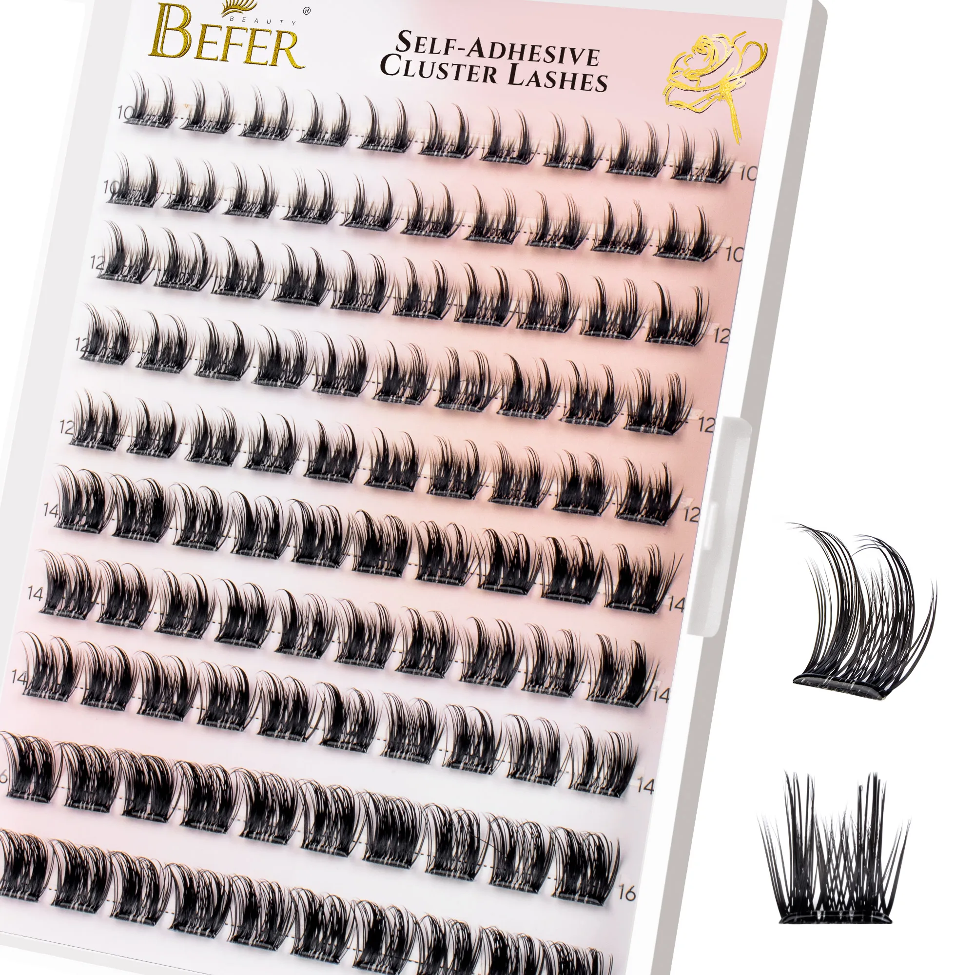 Befer Selbstklebende Wimpernbüschel, transparent, vorgeklebt, 150 Stück, Manga-Natürliches Make-up, flauschige falsche Wimpern, Lieferant – Detail 10