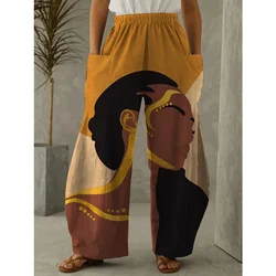 Summer African Face Print Pants Women Retro Street Oversize Trousers Y2k Clothes Versatile Pants Personality Female Clothing