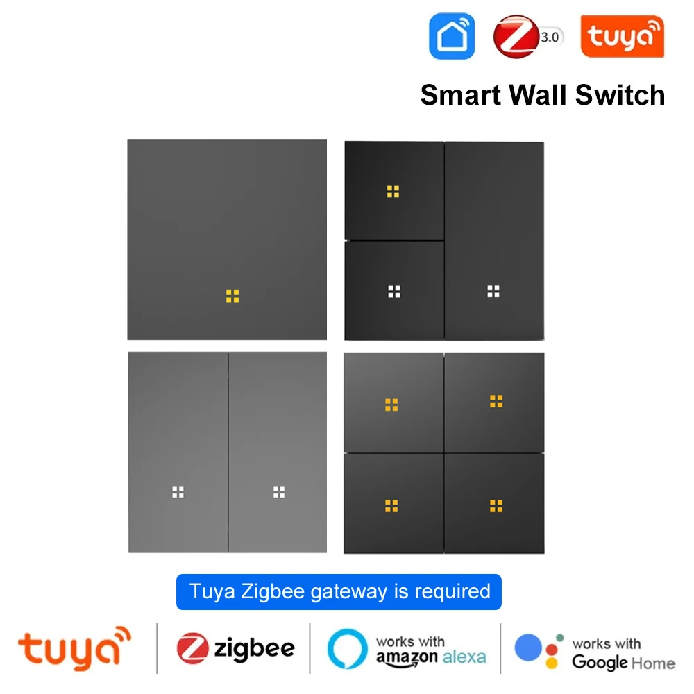

Умный выключатель Tuya Zigbee UK 1/2/3/4-клавишный, алюминиевый, для умного дома, совместим с Alexa, Google Home и системой Home Assistant, модель M8-2