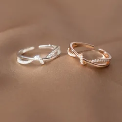 925 Sterling Silver Cross Knotting Zircon Rings For Women Girls Wedding Stackable Ring Luxury Jewelry Offers With Free Shippin