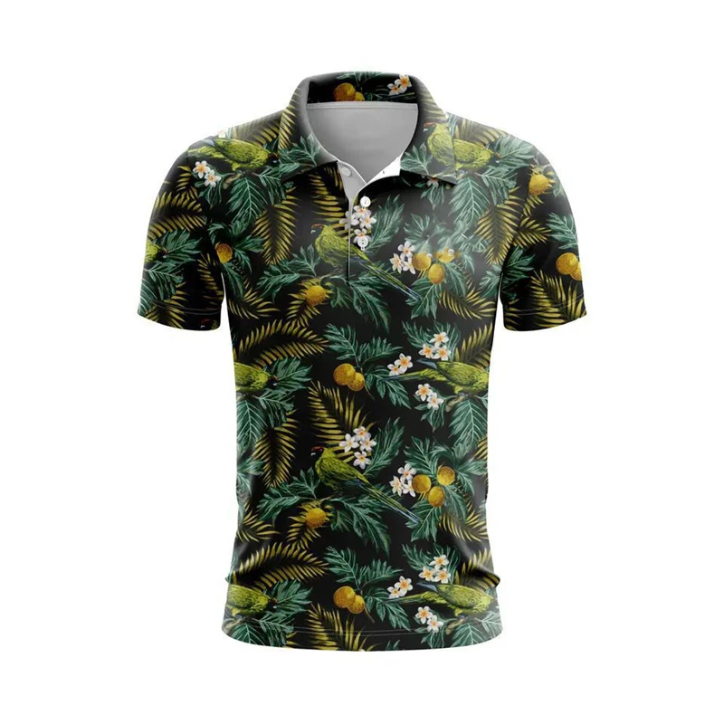Hawaii Men\'S Polo Shirt 3d Printed High-Quality Men Clothing Street Sweatshirt Tops Casual Short Sleeved Loose Oversized Shirt