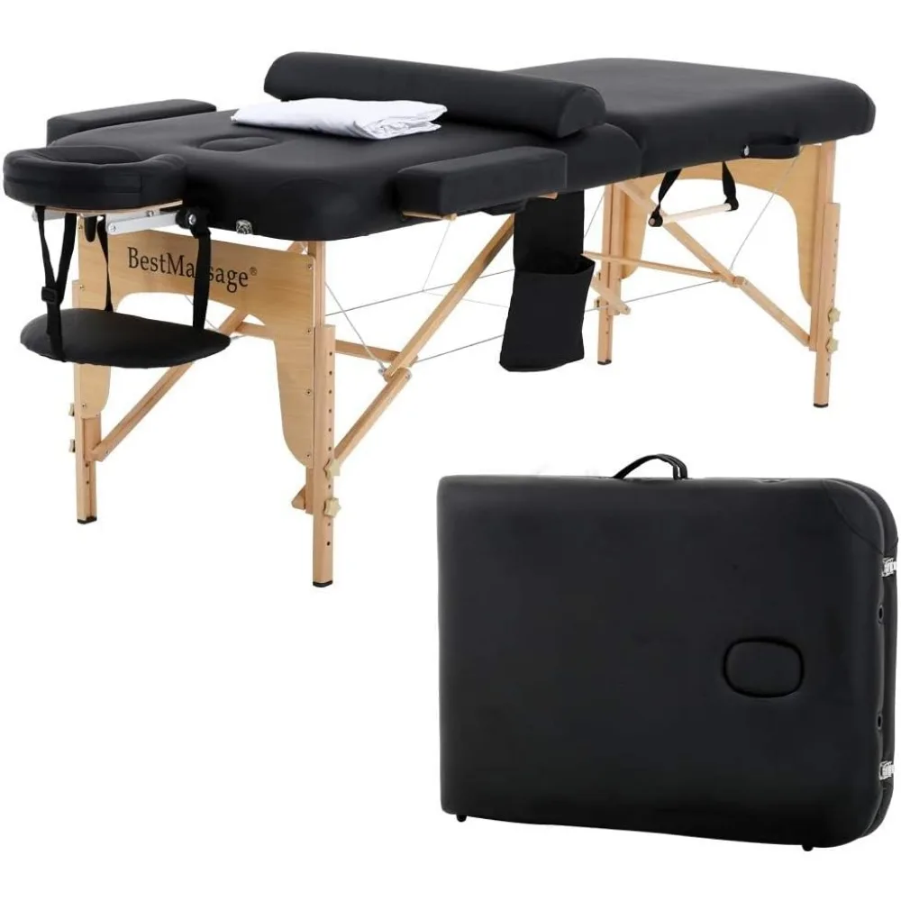 Bestmassage Massagetafel 2 Opvouwbare Massage Bed Propelbare Wimperbed 28in Brede Pu Spa Tafel In Hoogte Verstelbaar Spa Bed