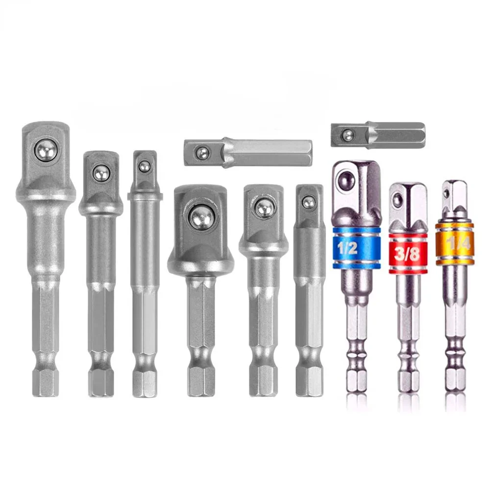 Imagem -02 - Krachtige-porca Quadrada Driver Poder Broca Extensão Soquete Adapter Grupo Hex Shank Conjunto Impacto 11 Pcs