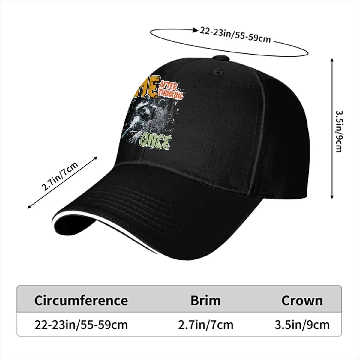 Raccoon Lover Multicolor Hat Peaked Men's Cap Me After Thinking Once Personalized Visor Protection Hats