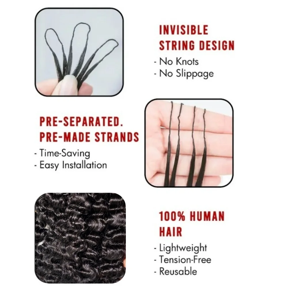 15A البورمية مجعد Knotless قبل فصل الكروشيه وصلات شعر ريشة وصلات شعر خط 100% شعر الإنسان المليونير الملكة