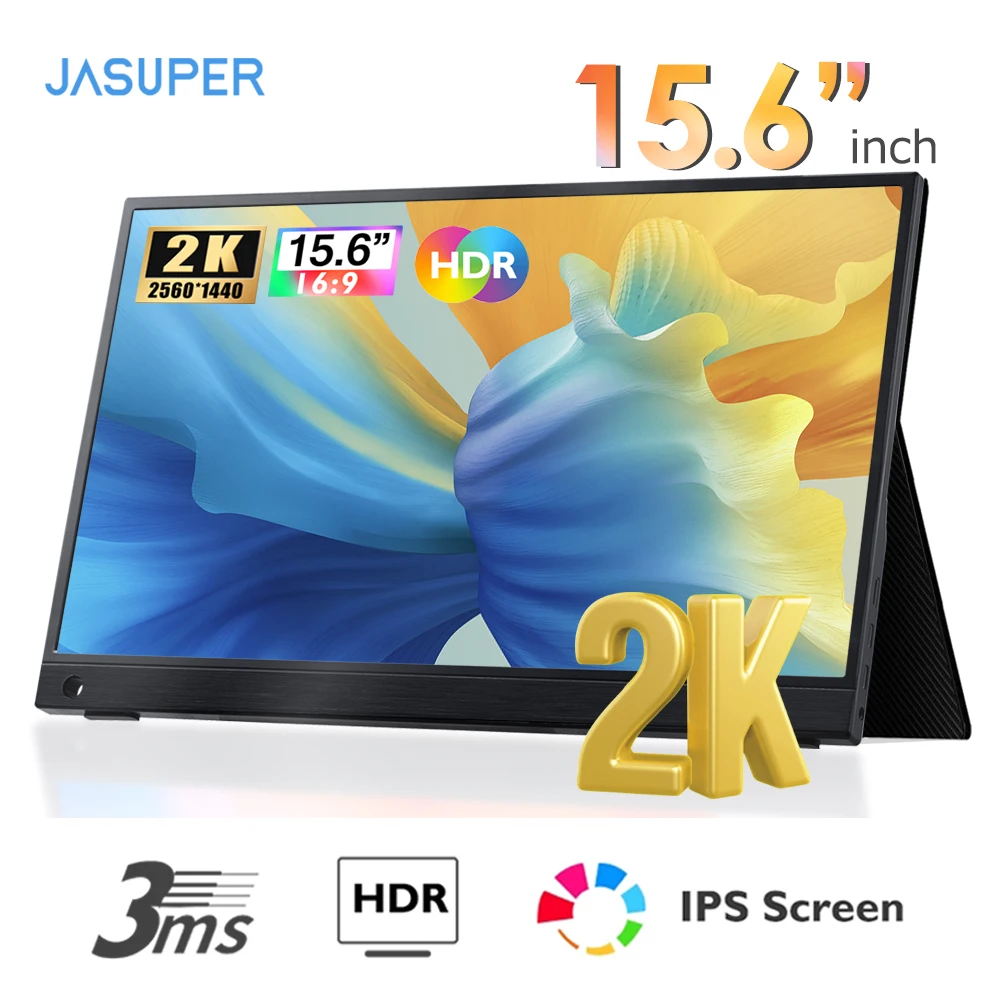 

15,6-дюймовый портативный монитор 2K UHD 15,6*2560 IPS HDR игровой дисплей с двумя USB C HDMI для компьютера ноутбука Xbox PS4/5 переключателей