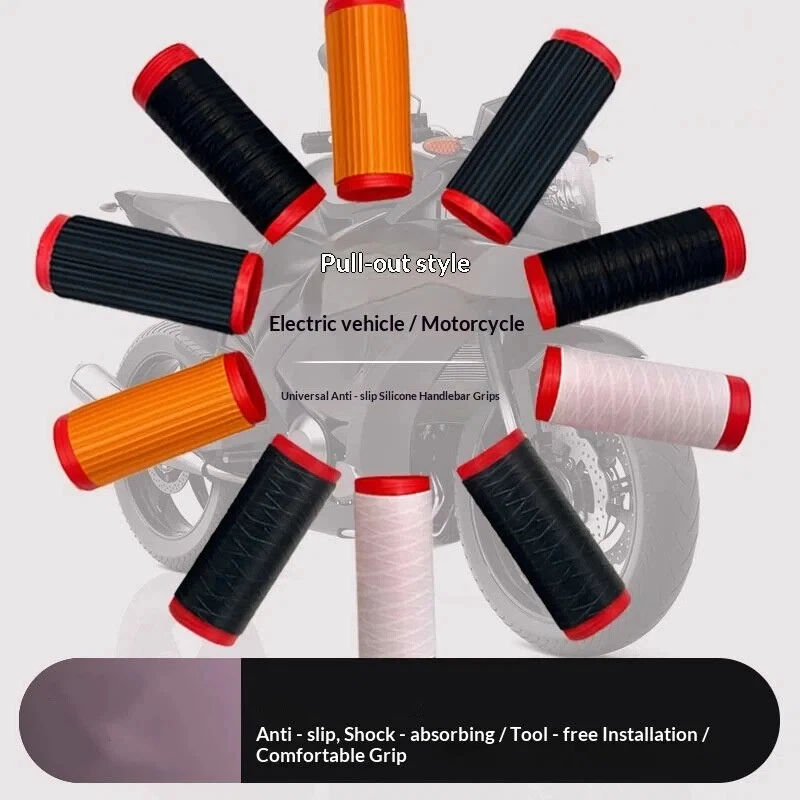 Motorcycle Silicone Handlebar Grip Covers, Universal Self-Shrinking Non-Slip Handlebar Sleeve Protector image 2