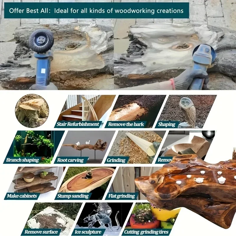 Mola angolare per legno rotonda da 4 pollici Disco abrasivo Smerigliatrice angolare Rivestimento in metallo duro 22mm Foro Modellatura Levigatura Intaglio Utensile rotante