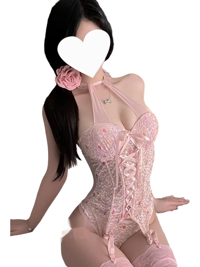 Sexy Small Chest Push-Up Halter Neck Underwire Bra Pads Lace Floral Fishbone Bra Sexy Sweet Pure Desire Bodysuits Charming 7Z0X