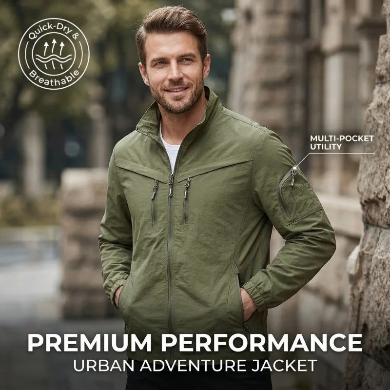 

2026 New Jacket Men Spring Autumn Casual Multi-Pocket Zipper Working Coat Hiking Camping Waterproof Baseball Suit Jackets M 8XL