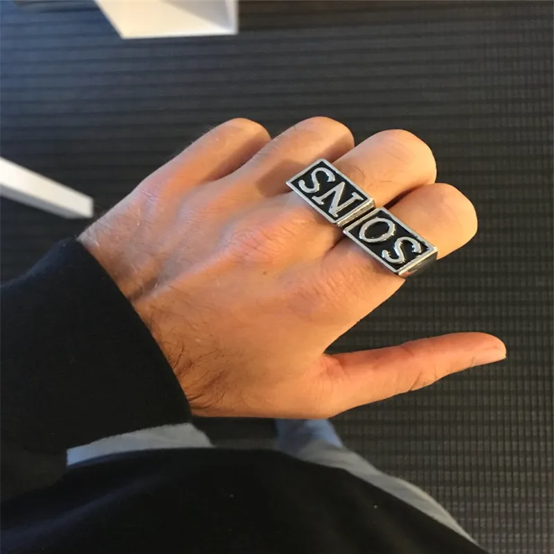 2pcs/Pair Stainless Steel Solid Sons of Anarchy Ring SO NS Men Biker Punk Style Rings Size 7-14 Free Shipping