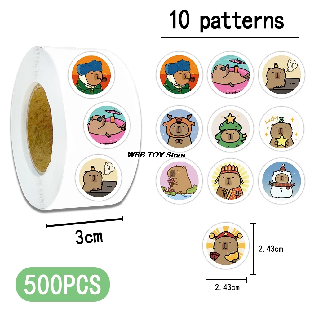 500pcs/roll Cartoon Cute capybara stickers room decor wall art Wedding venue decoration school teacher supplies reward stickers kawaii sanrios cinnamoroll cartoon small night light bedroom decoration atmosphere table lamp cute birthday toys for girls