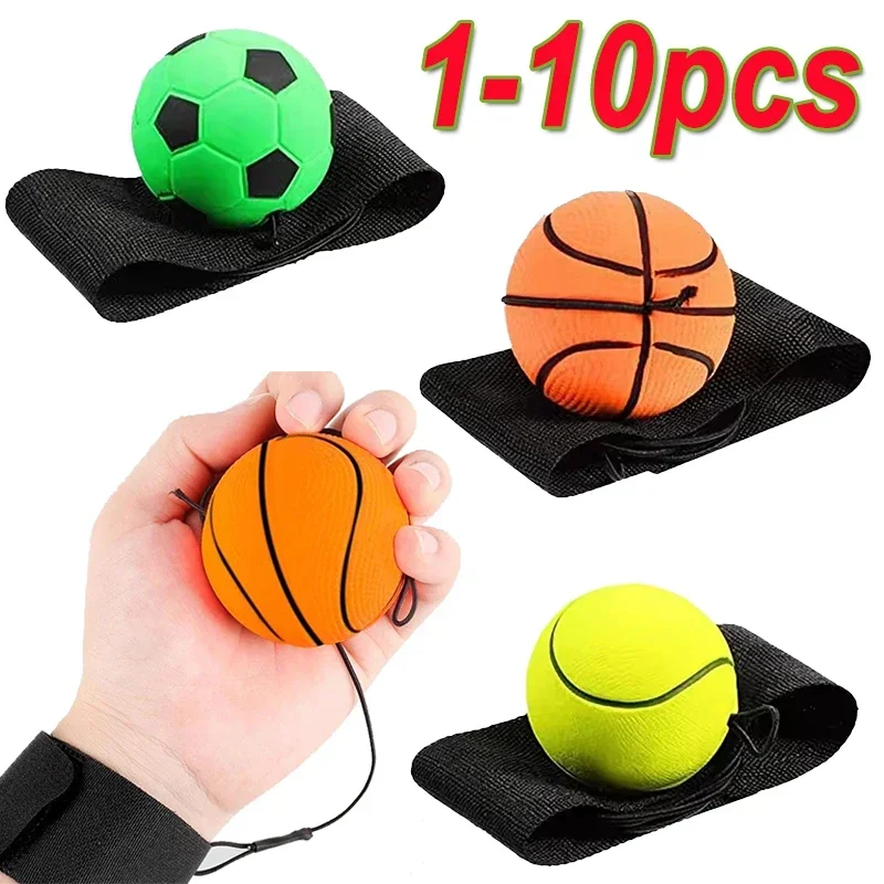 Wrist Return Ball Elasticity Rubber Ball For Wrist Exercise Hand Strengthening Outdoor Indoor Bouncy Ball Wristband Kids Gift