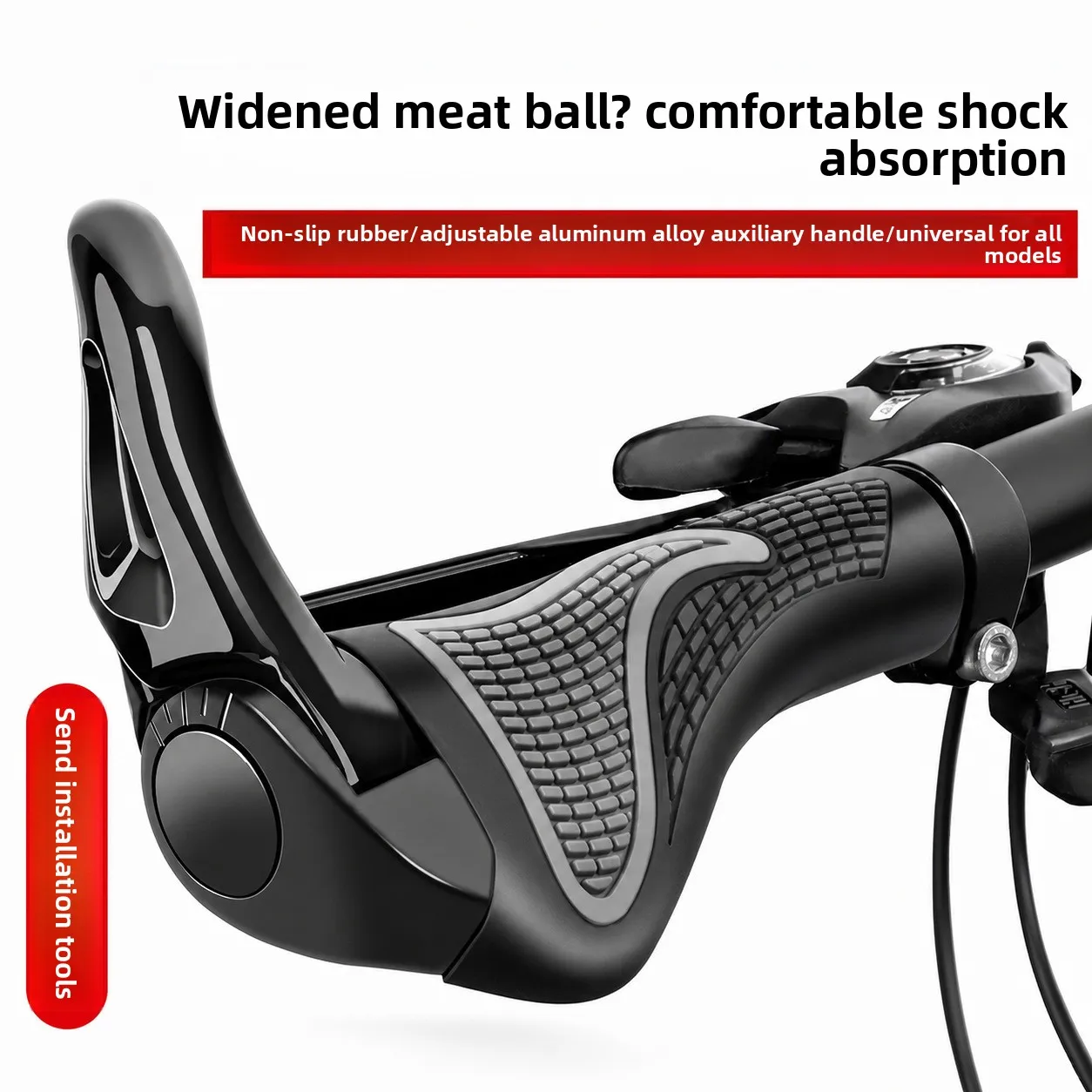 Aluminum Alloy Horn Handlebar Grips Universal Silicone Calf Handle for Mountain Bike Road Bike Cycling