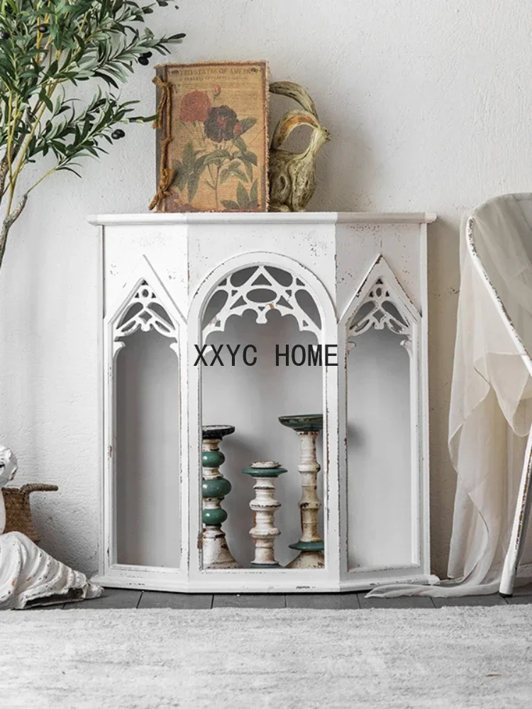 TAO Hall Cabinet Wall Partition Desk Distressed Semicircle Entrance Cabinet Living Room Console