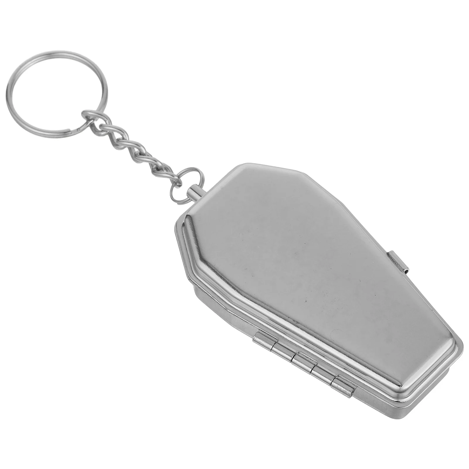 

Metal Ashtray Keychain Portable Cigarette Holder Outdoor Camping Travel Bag Hanging Accessory Coffin Shape Key Ring Lightweight