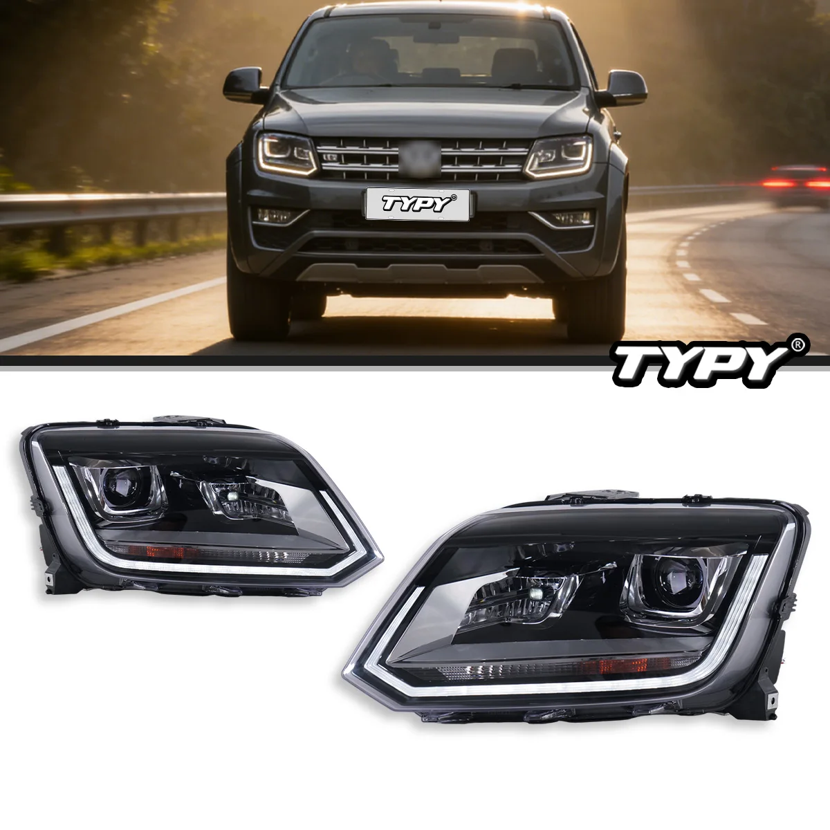 

Светодиодные фары TYPY VW Amarok для стайлинга автомобиля, 2010-2022, передние фары Amarok, дневные ходовые огни, сигнальные огни для автомобиля.