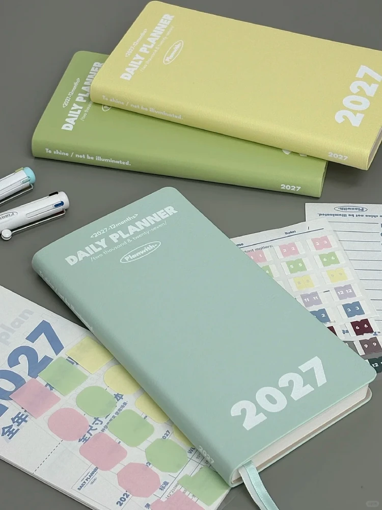 2027 Planwith Planner Weekly Monthly Notebook Flipped Diary Planner Compact Agenda Goal Tracker Journal with Index Tabs Stickers
