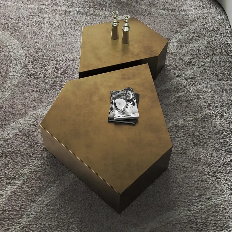 Simple living room furniture metal center coffee table with drawers modern luxury glass coffee table