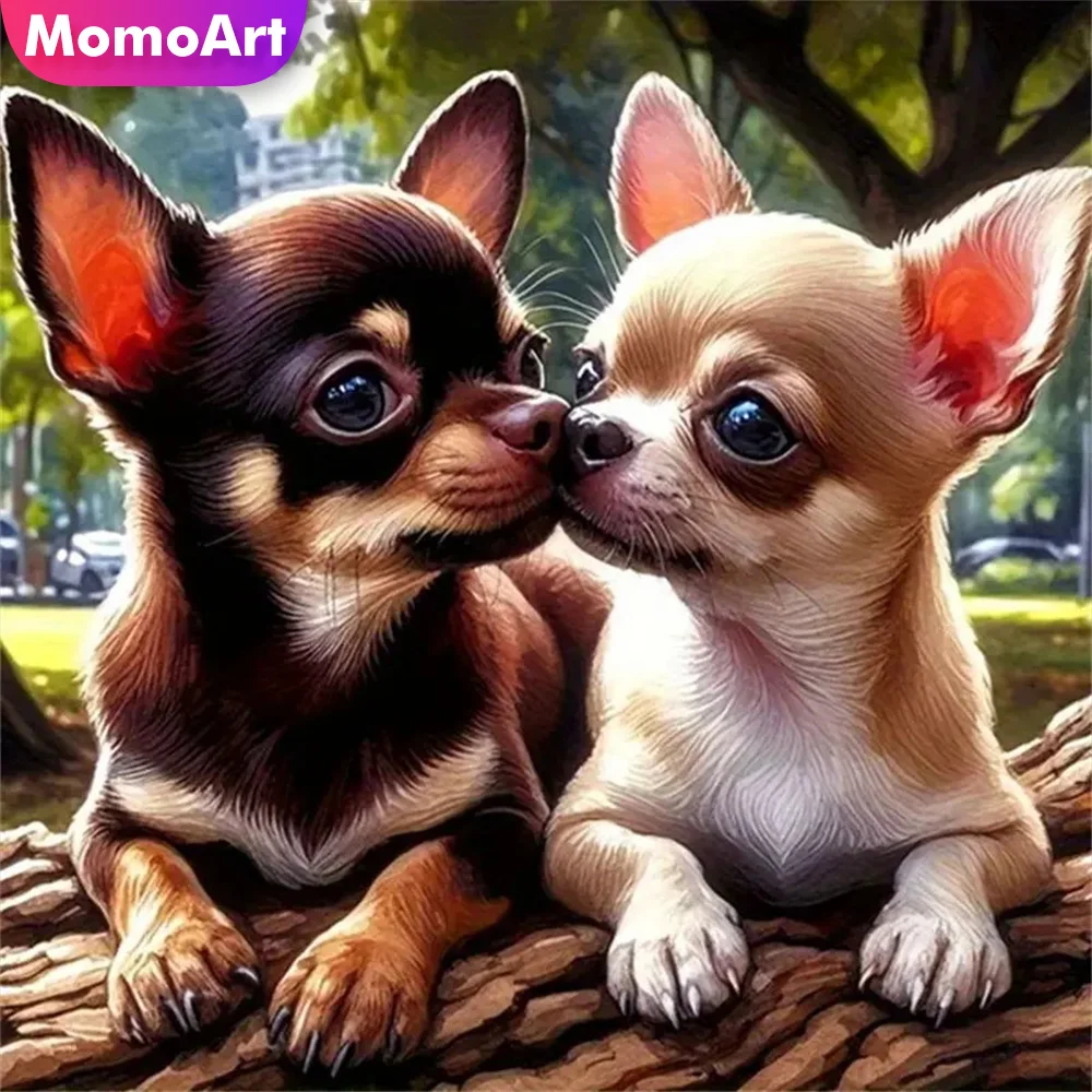 Momoart Diamond Embroidery Dog Animal Painting Cross Stitch Kits DIY Diamond Mosaic Picture Rhinestones Handmade Gift