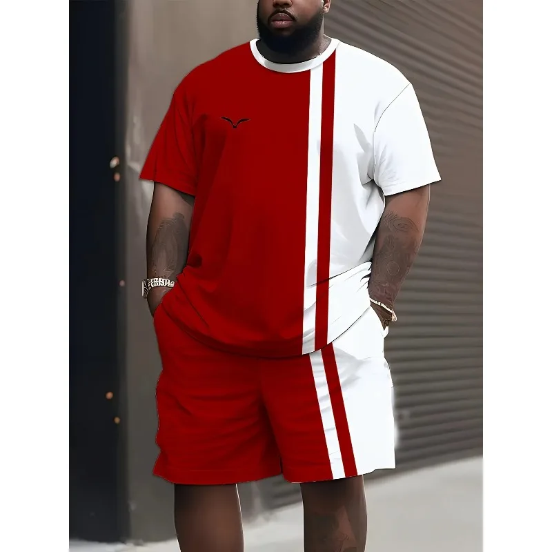 2025 Fashion Summer 3D Printed Short Sleeved Top and Shorts 2-piece Set Large Men's Outdoor Casual T-shirt and Shorts Set
