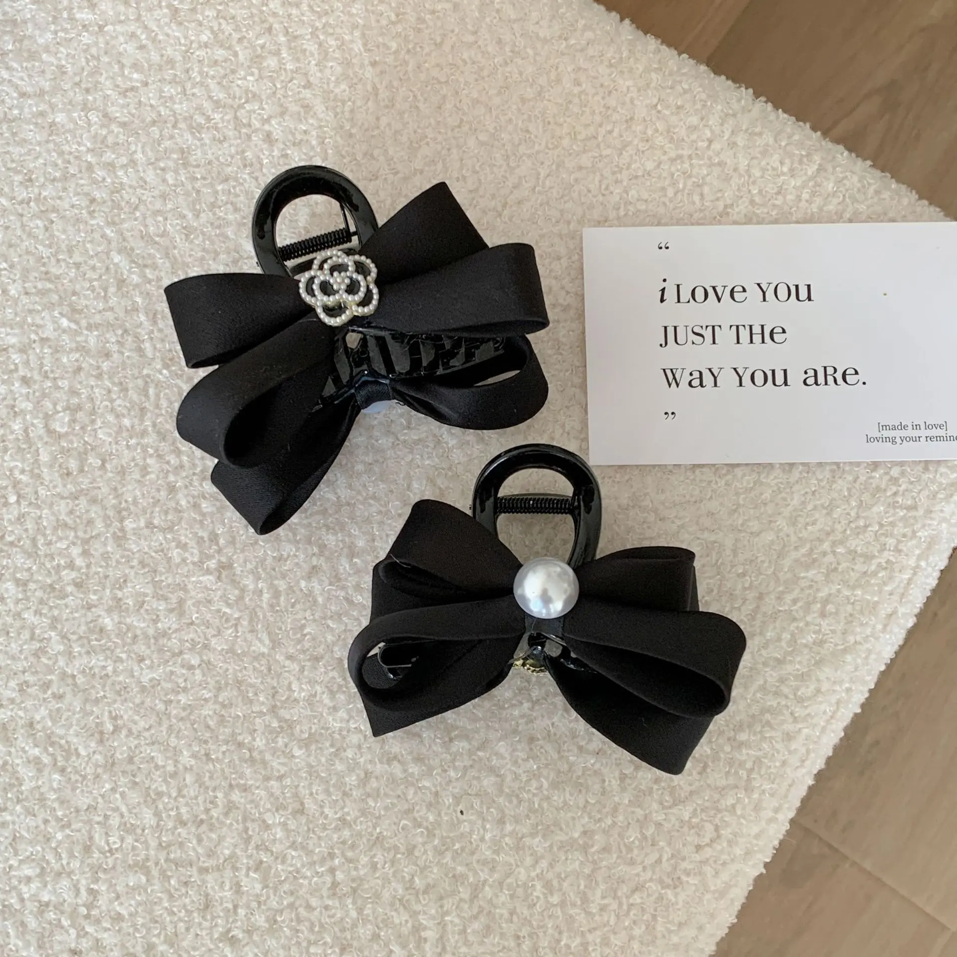 Premium Velvet Black Double Face Bow Shark Hair Clip Large Size for Women Updo Hairstyle Elegant High Quality Daily
