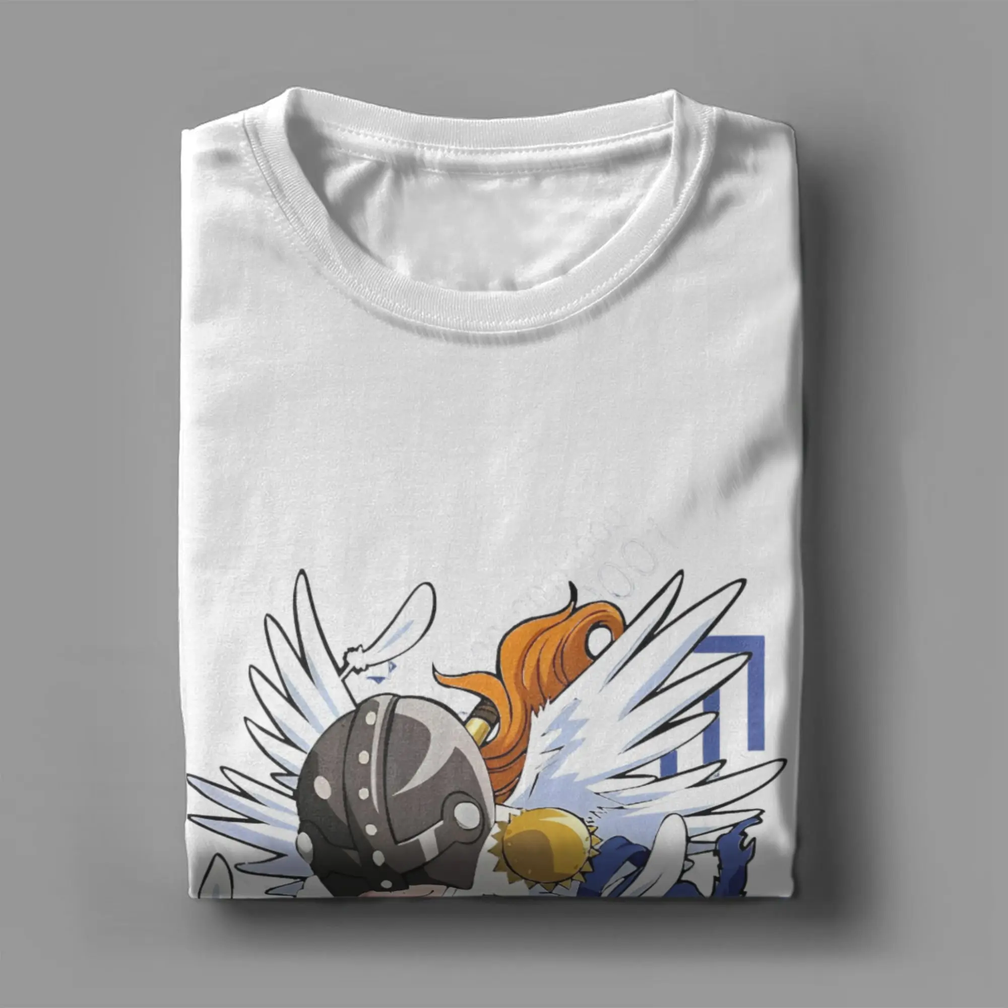 Men Women's Digimon Adventure Angemon T Shirt  100% Cotton Tops Vintage Short Sleeve Crewneck Tees Unique T-Shirt view 4