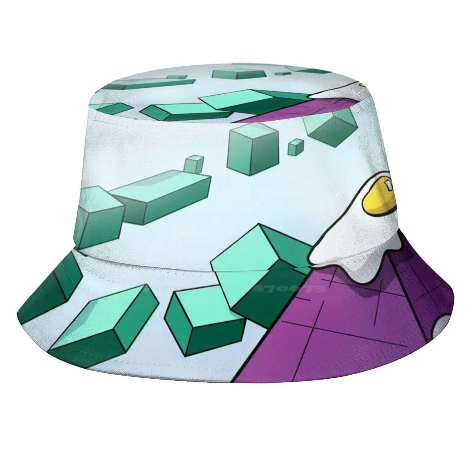 Sunny-Side Up Sun Cap Fisherman Hat Bucket Hats Serialism Abstraction Funky Funny Purple Pyramid Fried Egg Boxes Cheerful