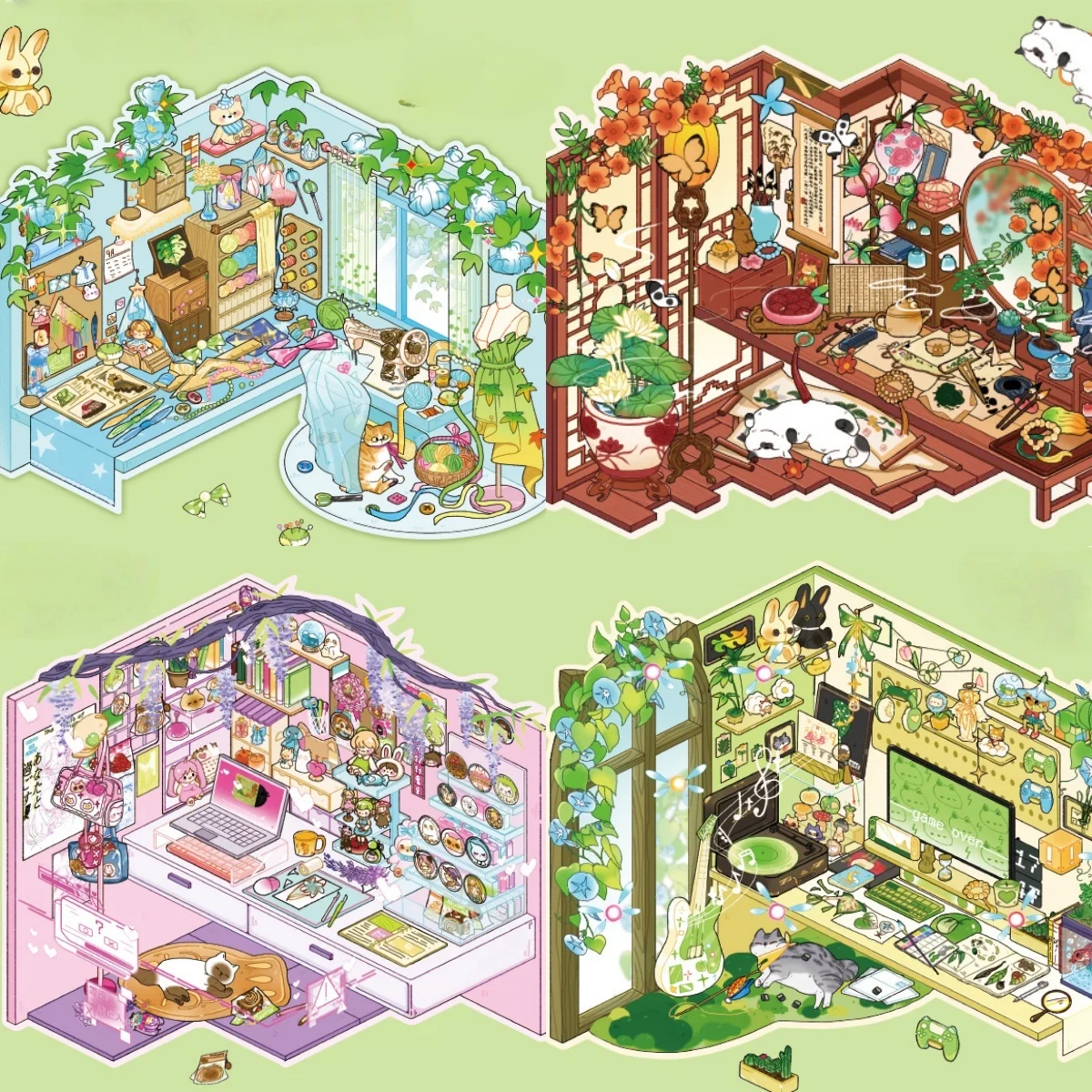 Fairy Tale House Landscape Sticker Miniature Scene Diy Game Scrapbook Sticker 3d Cabin Scene Sticker Festival Gift For