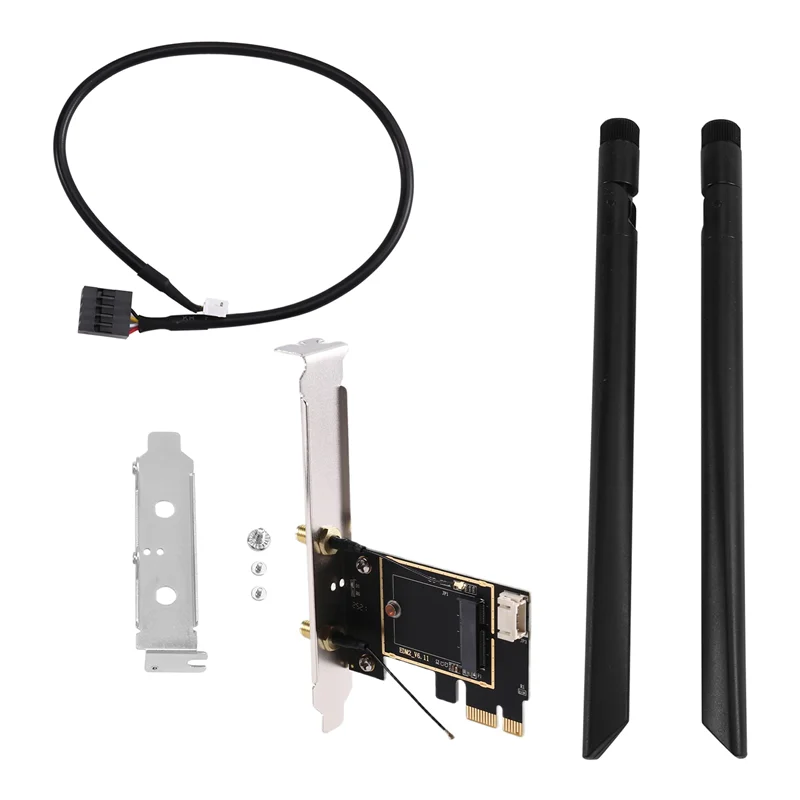 Adaptador de cartão wi-fi pci express de conectividade sem fio com 2 antenas externas