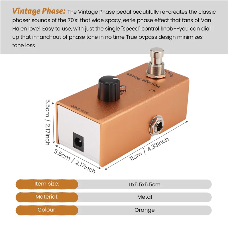 ABLB-Mini Electric Guitar Effect Pedal Electric Guitar Pedal Vintage Phase For Electric Guitar