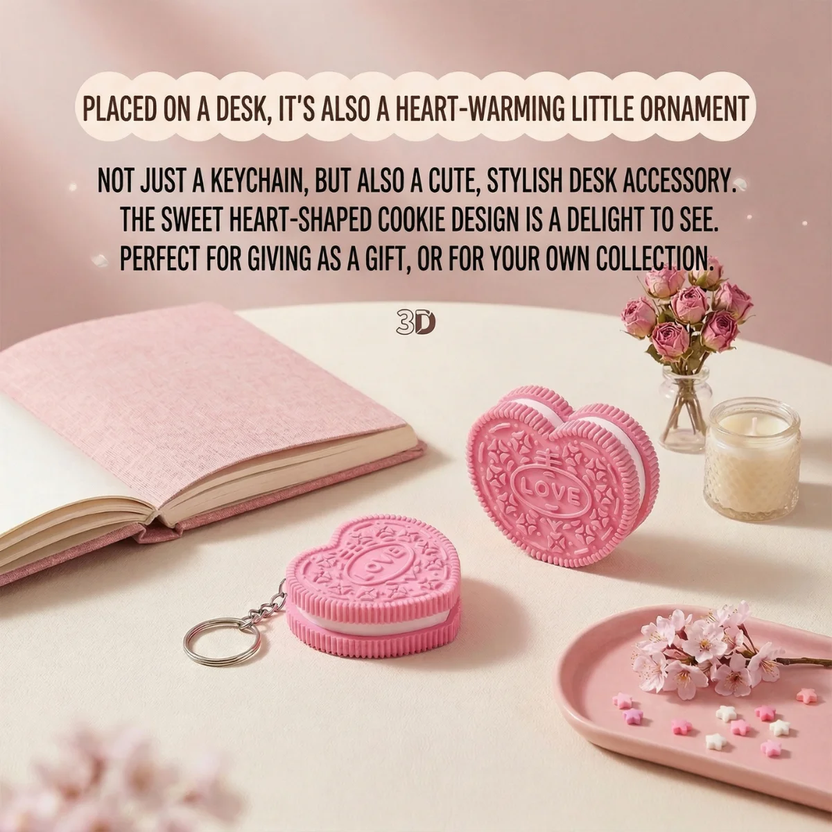 1PC Compact Size Cute Portable Multi-Functional Eco-Friendly PLA Mini Storage Case Keychain (with Key Ring Gift), Sweet Dessert