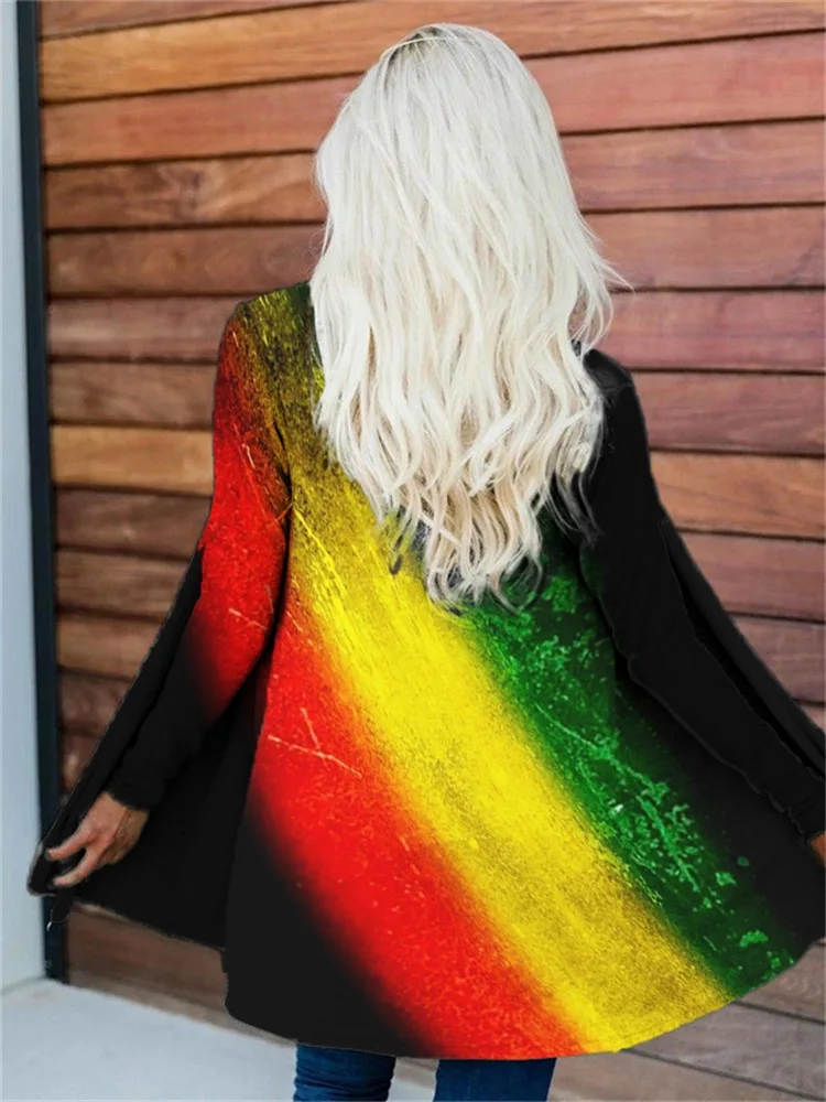 Tie dye coat for women in spring and autumn loose and fashionable long sleeved 2024 new comfortable casual cardigan WL2