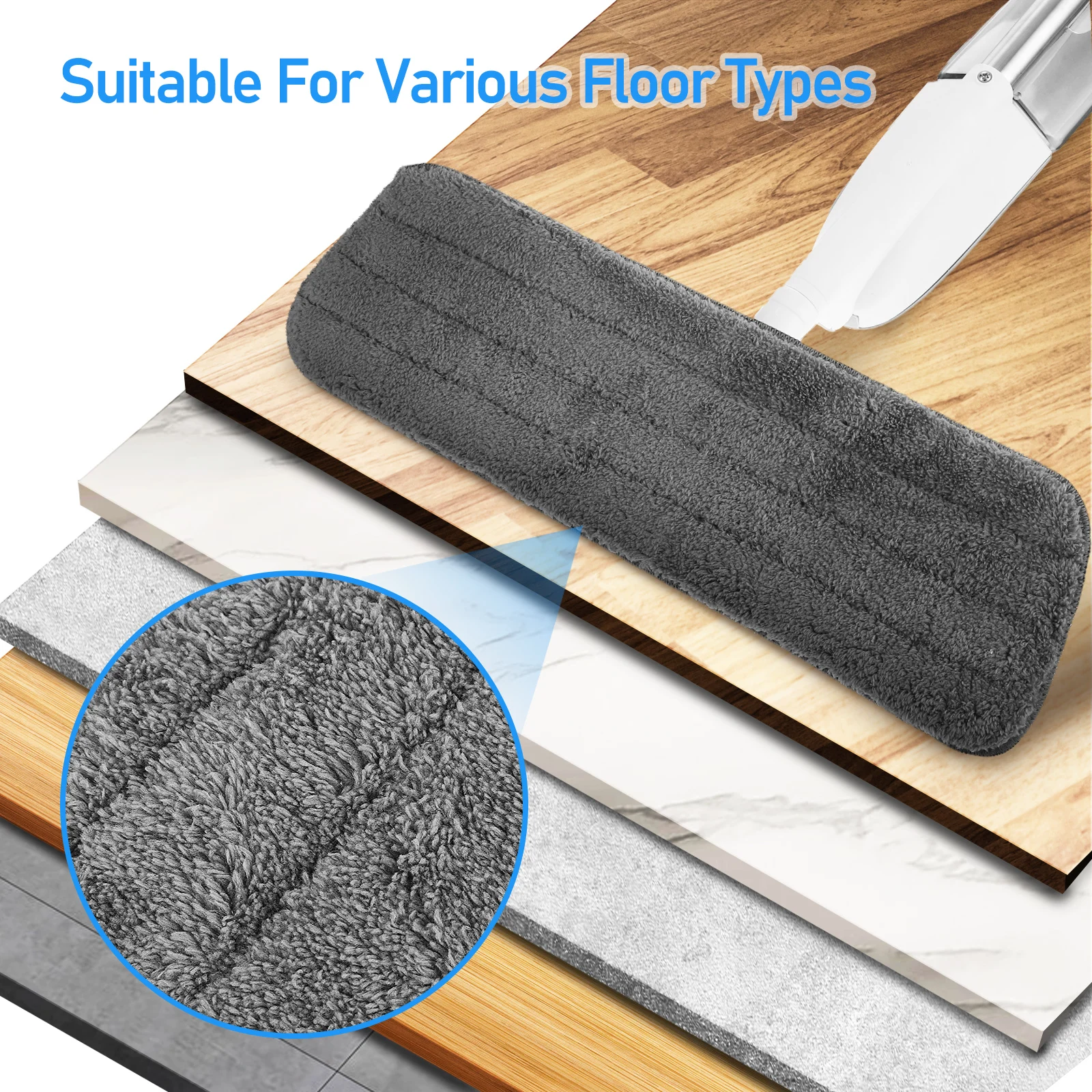 

Spray Mop Dry Wet Floor Dust Hardwood Scrub Pads Cleaning Rotatable Plastic Flat Home Supplies For Tiles Marble Microfiber