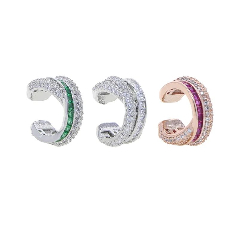 Luxury Sparking Bling 5A CZ Paved Colorful Cubic Zirconia Circle Lines Stud Earring 2024 Geometric Fashion Women Girl Jewelry