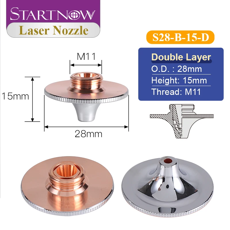 Startnow HSG Sonic Laser Nozzle Dia.28 мм для сварочных деталей Precitec Penta Fiber Machine, высокоскоростные насадки для лазерной резки WSX