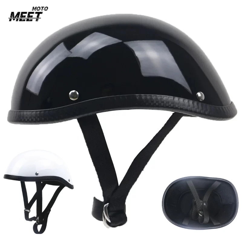 

Vintage Motorcycle Cruiser Helmet Half Face German Helmet Motorcycle Helmet Bright Black Car-styling with 3C Certification