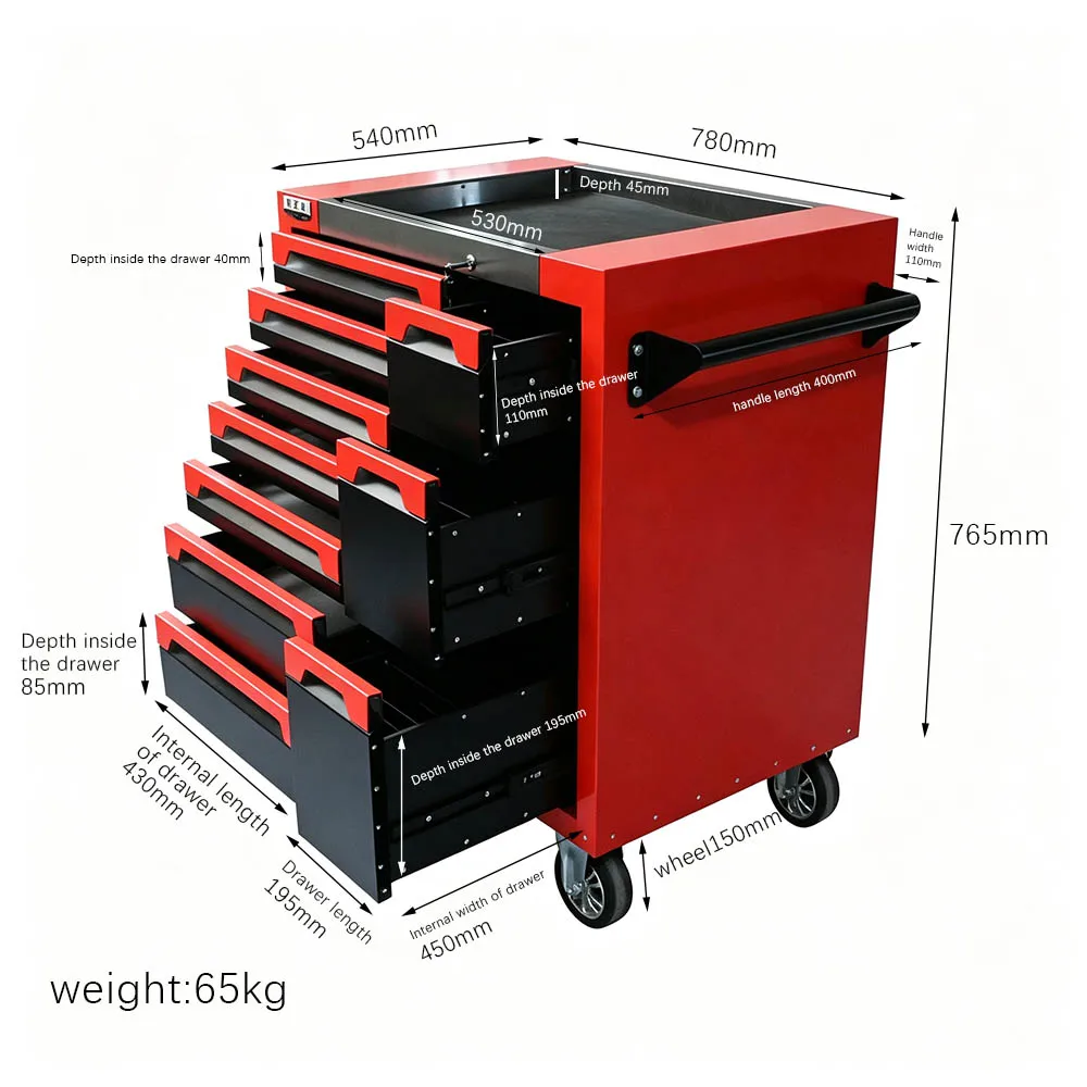 a for7 Drawer Rolling Tool Cabinet Metal Tool Trolley Mobile Tool Chest With Wheels for Workshop Garage Storage