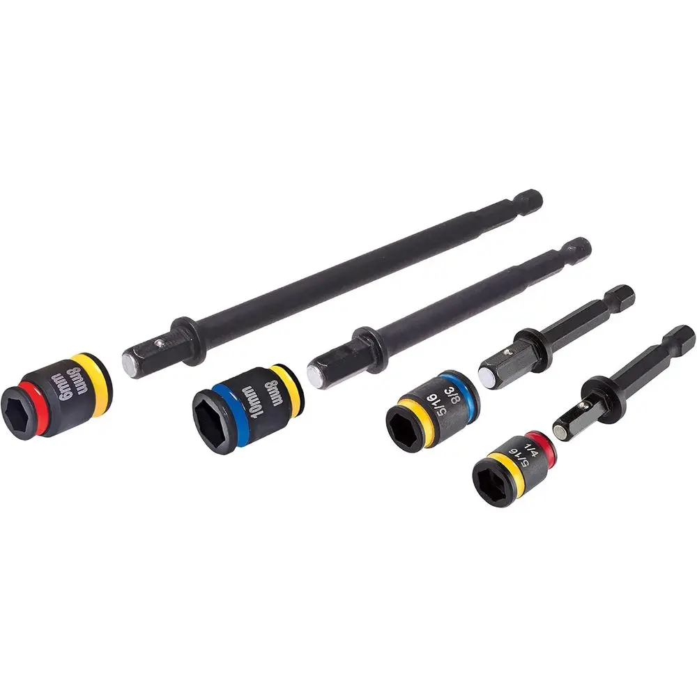 

1/4, 5/16, 3/8, 6mm, 8mm, 10mm Magnetic Hex Driver Set, 2, 2-5/8, 4, 6 Lengths, Reversible SAE/Metric Sockets