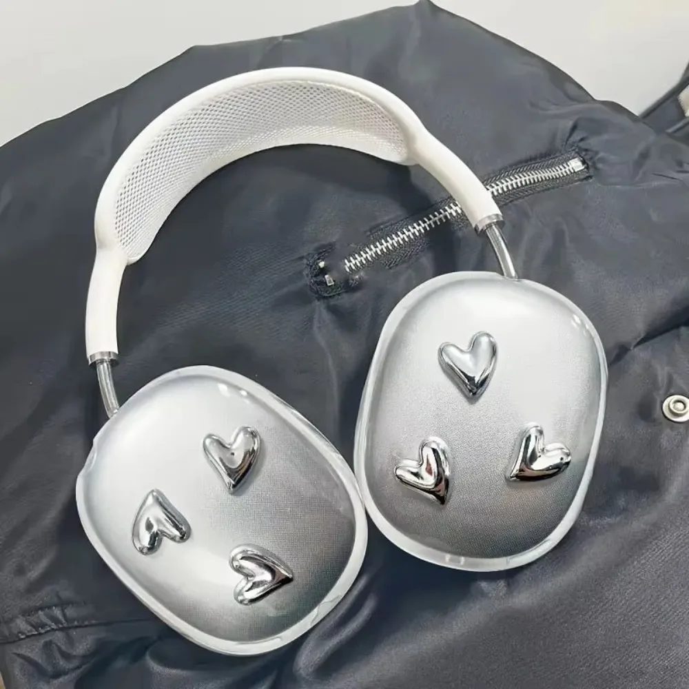3D Headphone Protective Case Transparent Love Heart Protection Cover Universal Anti-scratch Earphone Cases for AirPods Max