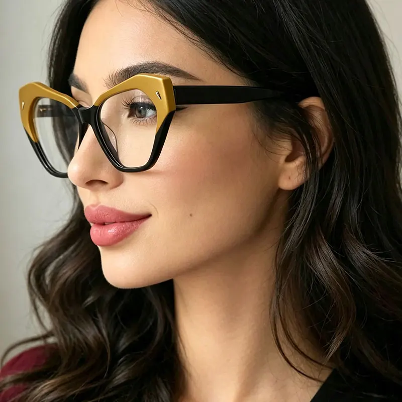 Fashion Large Size Cat's Eye High Quality Acetate Glasses Women's Anti-Blue Light Reading Glasses Customizable Prescription