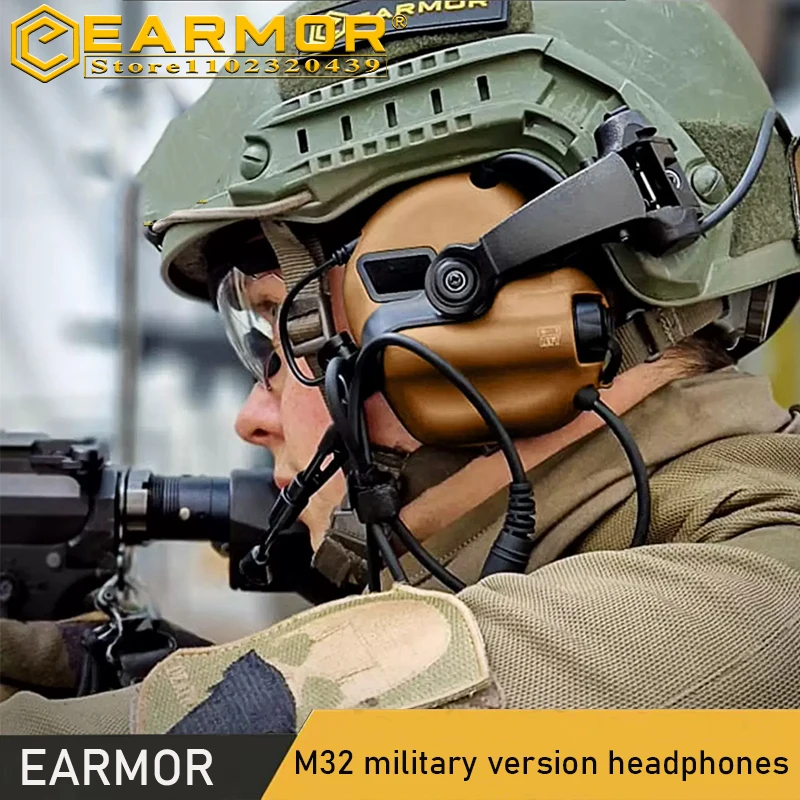 

EARMOR M32X MilPro Tactical Helmet Headset, Tactical Communications Headset, Shooting Hearing Protector with ARC Helmet Rail