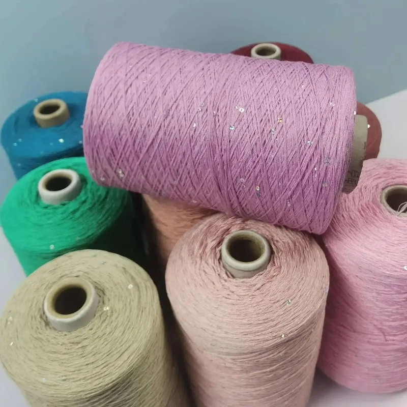 500g Pailletten-Seidenleinen-Spitzengarn Atmungsaktives Frühling-Sommer Häkelgarn DIY Handstrickgarn für Schal Tuch Handarbeit