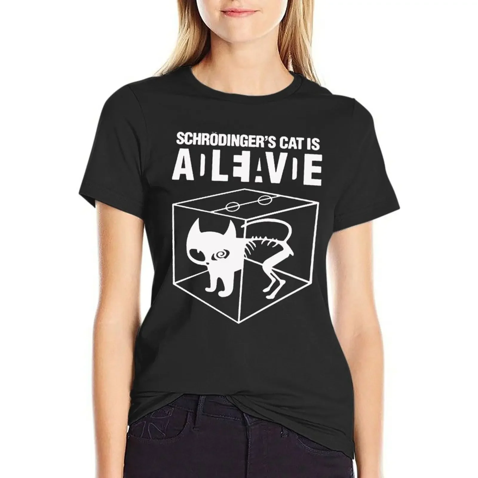 

Schrodingers Cat is Dead Alive T-Shirt graphics oversized kawaii clothes workout shirts for Women loose fit