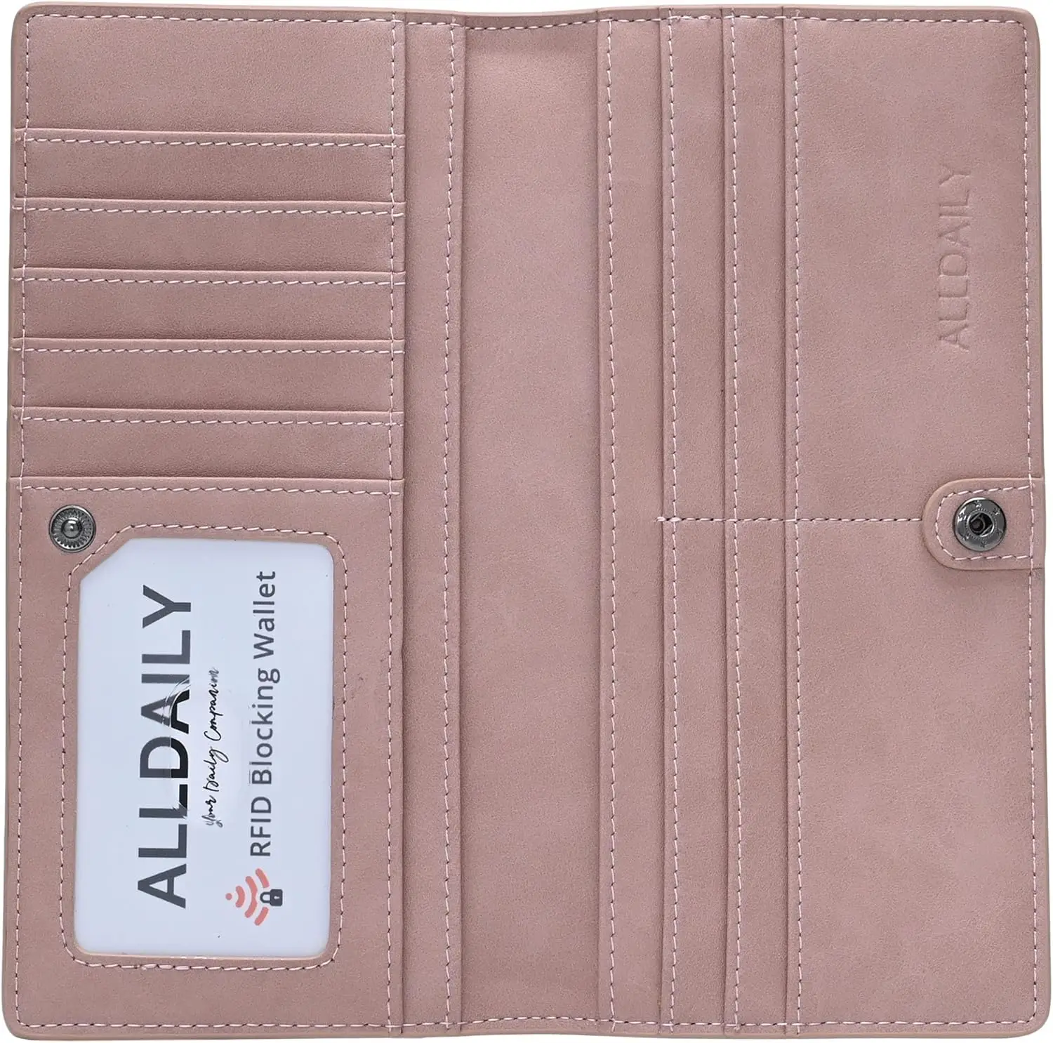 

Ультратонкий женский кошелек с защитой от RFID, несколькими отделениями для карт и карманом на молнии, темно-розовый